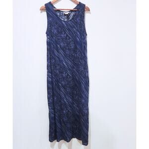 Vintage R&K Originals Navy Blue Floral Sleeveless Maxi Dress Size 10 Y2K 90s